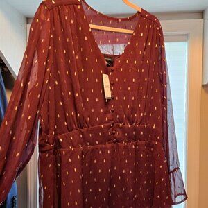 NWT Lane Bryant Maroon Shirt with Gold Accents